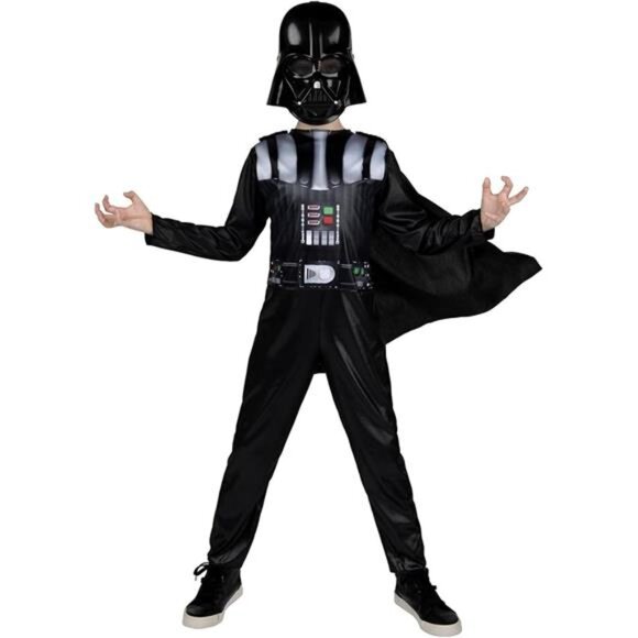 STAR WARS Darth Vader Official Youth Halloween Costume - Printed Jumpsuit with - Picture 7 of 7